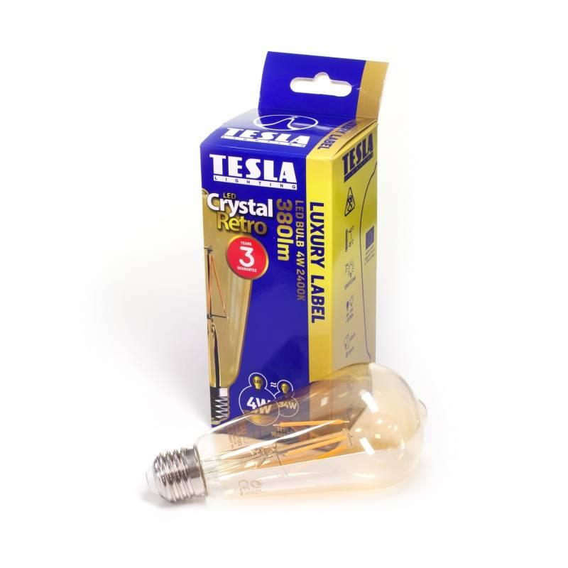 Žárovka LED Tesla Crystal Vintage 4W, E27, teplá bílá
