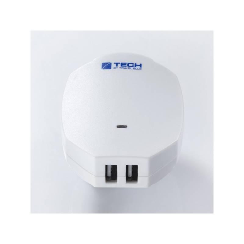 Cestovní adaptér TECH TBU-250 pro 150 zemí bílý