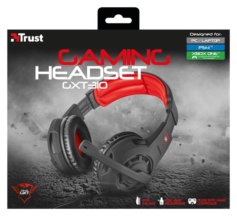 Headset Trust GXT Gaming 310 černá barva červená barva, Headset, Trust, GXT, Gaming, 310, černá, barva, červená, barva