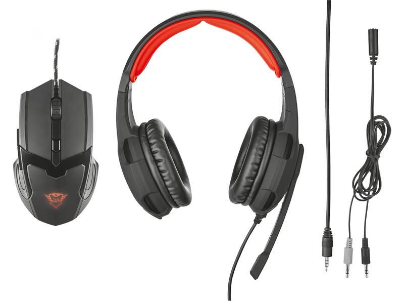 Herní set Trust GXT 784 headset myš černý červený, Herní, set, Trust, GXT, 784, headset, myš, černý, červený