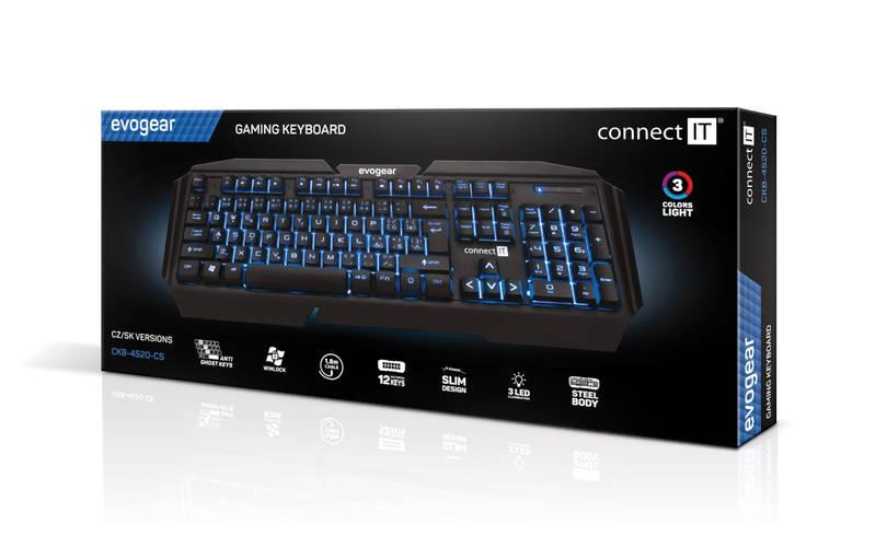 Klávesnice Connect IT Evogear CZ SK černá