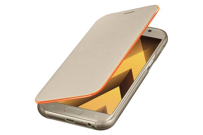 Pouzdro na mobil flipové Samsung Neon flip pro Galaxy A5 2017 zlaté
