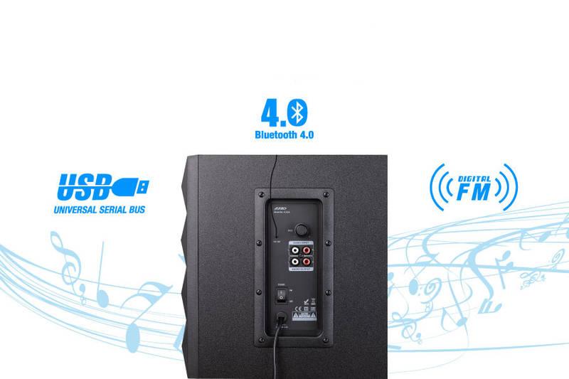 Reproduktory Fenda F&D A180X 2.1, bluetooth, rádio, USB, dálkové ovládání černé, Reproduktory, Fenda, F&D, A180X, 2.1, bluetooth, rádio, USB, dálkové, ovládání, černé