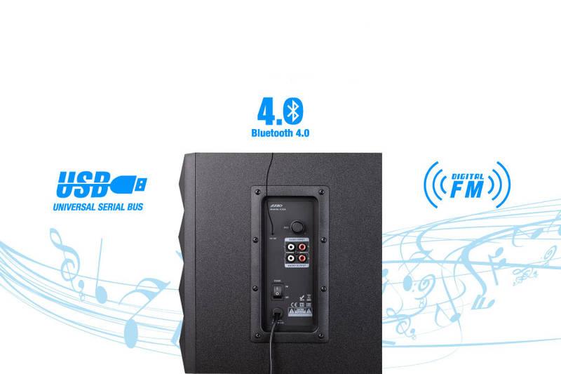Reproduktory Fenda F&D A180X 2.1, bluetooth, rádio, USB, dálkové ovládání černé