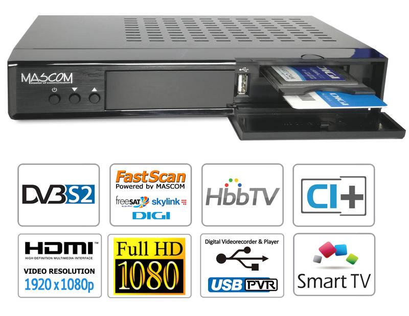 Satelitní přijímač Mascom MC4300HDCI-SMART HD černý, Satelitní, přijímač, Mascom, MC4300HDCI-SMART, HD, černý