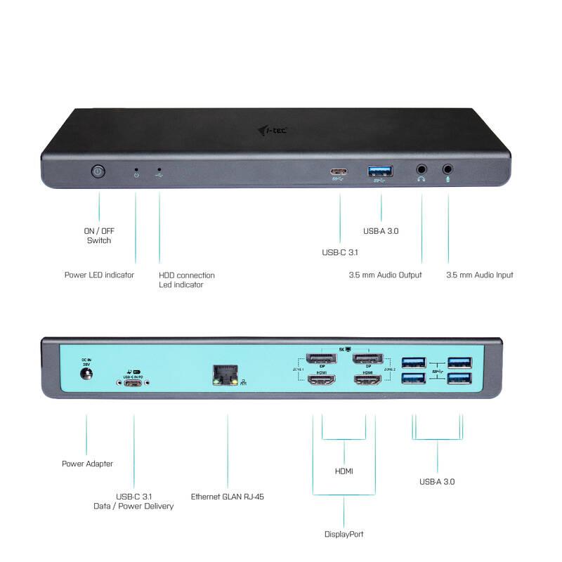 Dokovací stanice i-tec USB 3.0 USB-C Thunderbolt 3 Dual Display Power Adapter 100W, Dokovací, stanice, i-tec, USB, 3.0, USB-C, Thunderbolt, 3, Dual, Display, Power, Adapter, 100W