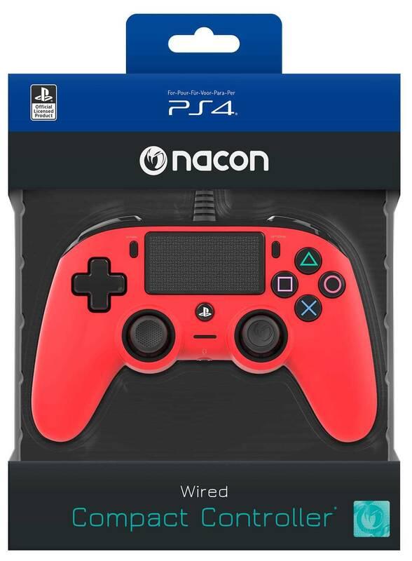 Gamepad Nacon Wired Compact Controller pro PS4 červený, Gamepad, Nacon, Wired, Compact, Controller, pro, PS4, červený