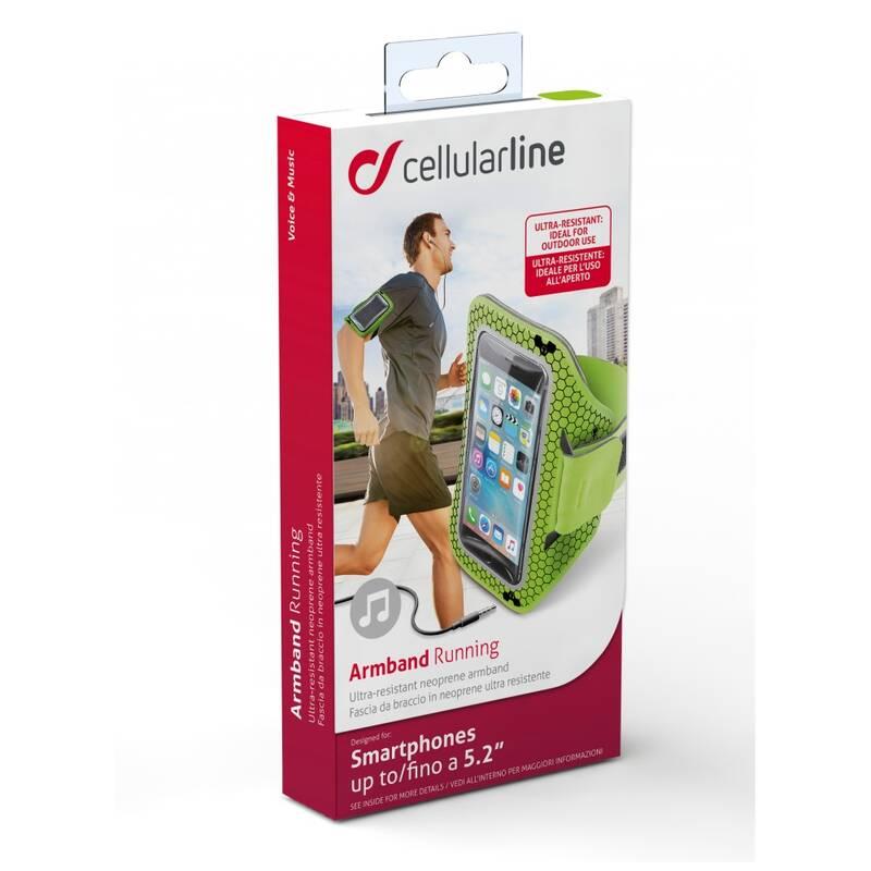 Pouzdro na mobil sportovní CellularLine Armband running, 5,2“ zelené