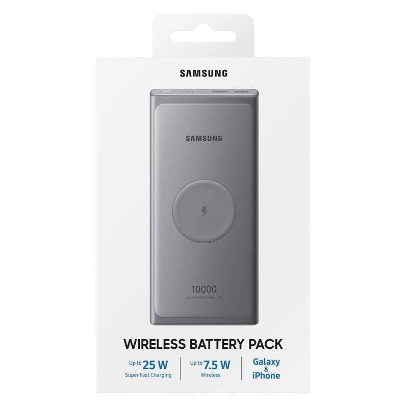 Powerbank Samsung 10000mAh, USB-C, bezdrátové nabíjení šedá, Powerbank, Samsung, 10000mAh, USB-C, bezdrátové, nabíjení, šedá