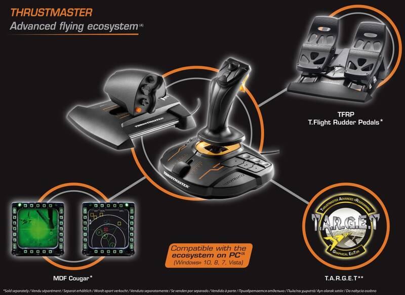 Joystick Thrustmaster T16000M FCS HOTAS, včetně plynového pedálu, pro PC