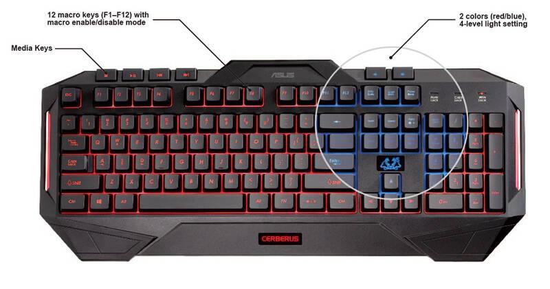 Klávesnice Asus Cerberus Gaming, US layout černá