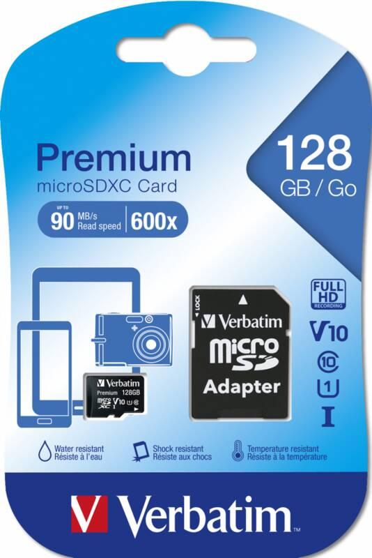 Paměťová karta Verbatim Premium microSDXC 128GB UHS-I V10 U1 adaptér