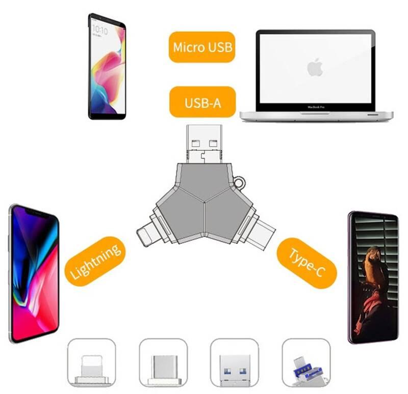 USB Flash Viking 32GB, USB USB-C Micro USB Lightning černý