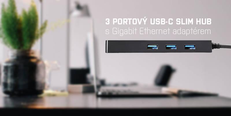 USB Hub i-tec USB-C 3x USB 3.0 LAN černý