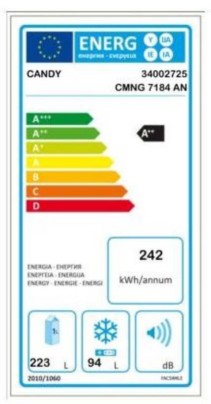 Chladnička s mrazničkou Candy CMNG 7184 AN