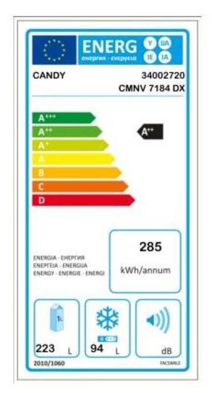 Chladnička s mrazničkou Candy CMNV 7184 DX nerez