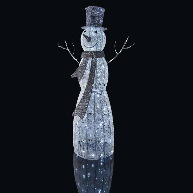 LED dekorace EMOS vánoční sněhulák ratanový, 124cm, vnitřní, studená bílá, časovač