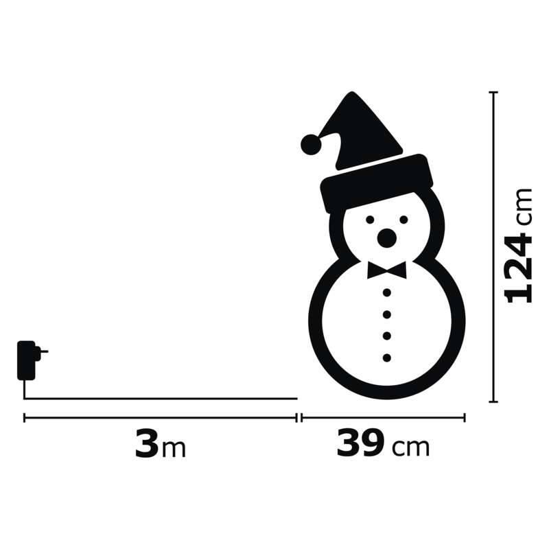 LED dekorace EMOS vánoční sněhulák ratanový, 124cm, vnitřní, studená bílá, časovač