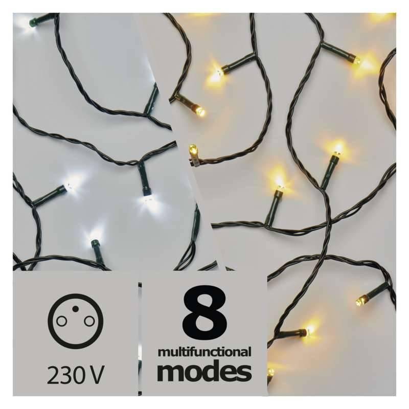 Vánoční osvětlení EMOS 100 LED řetěz, 10m, studená bílá teplá bílá, programy