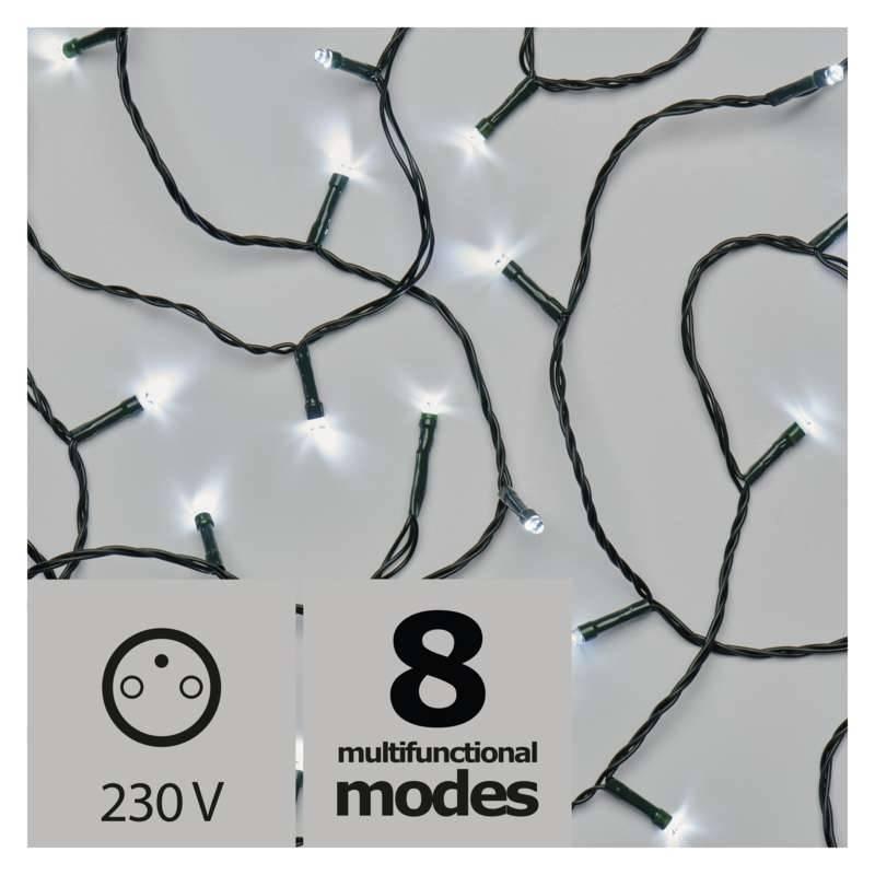 Vánoční osvětlení EMOS 240 LED řetěz, 24m, studená bílá, programy