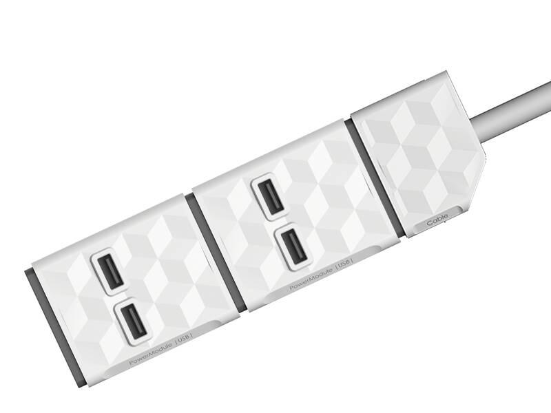 Kabel Powercube PowerStrip Modul E F 1,5 m 2x USB Modul bílý