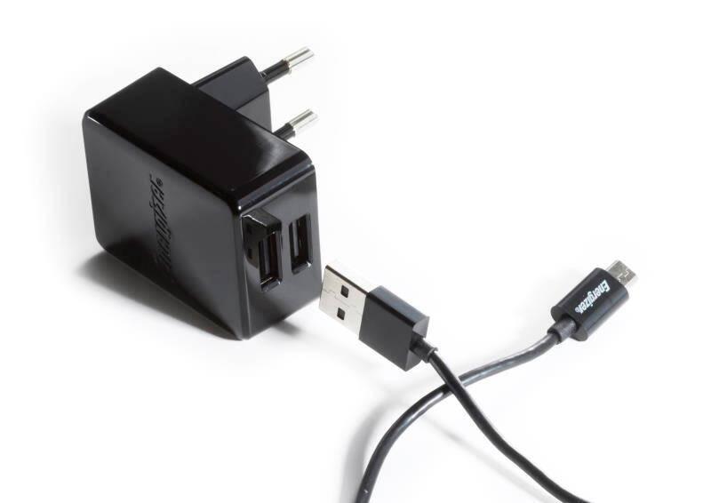 Nabíječka do sítě Energizer 2x USB 3,4A s Micro USB kabelem 1m černá