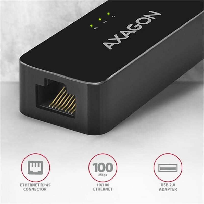 Redukce Axagon ADE-XR, USB 2.0 RJ45 černá, Redukce, Axagon, ADE-XR, USB, 2.0, RJ45, černá