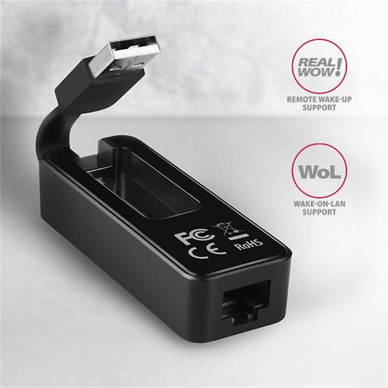 Redukce Axagon ADE-XR, USB 2.0 RJ45 černá, Redukce, Axagon, ADE-XR, USB, 2.0, RJ45, černá