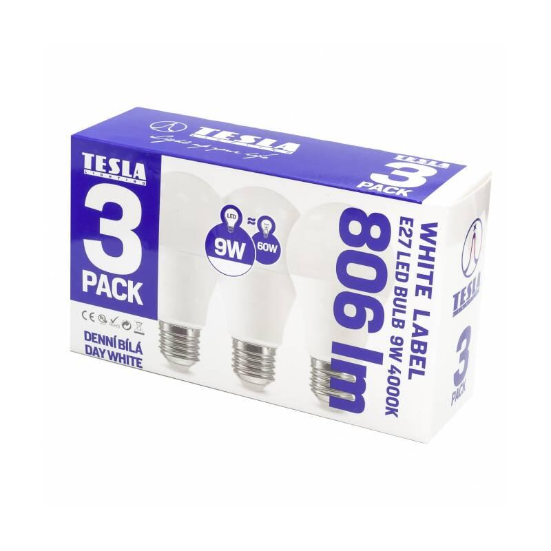 Žárovka LED Tesla klasik, E27, 9W, denní bílá, 3ks