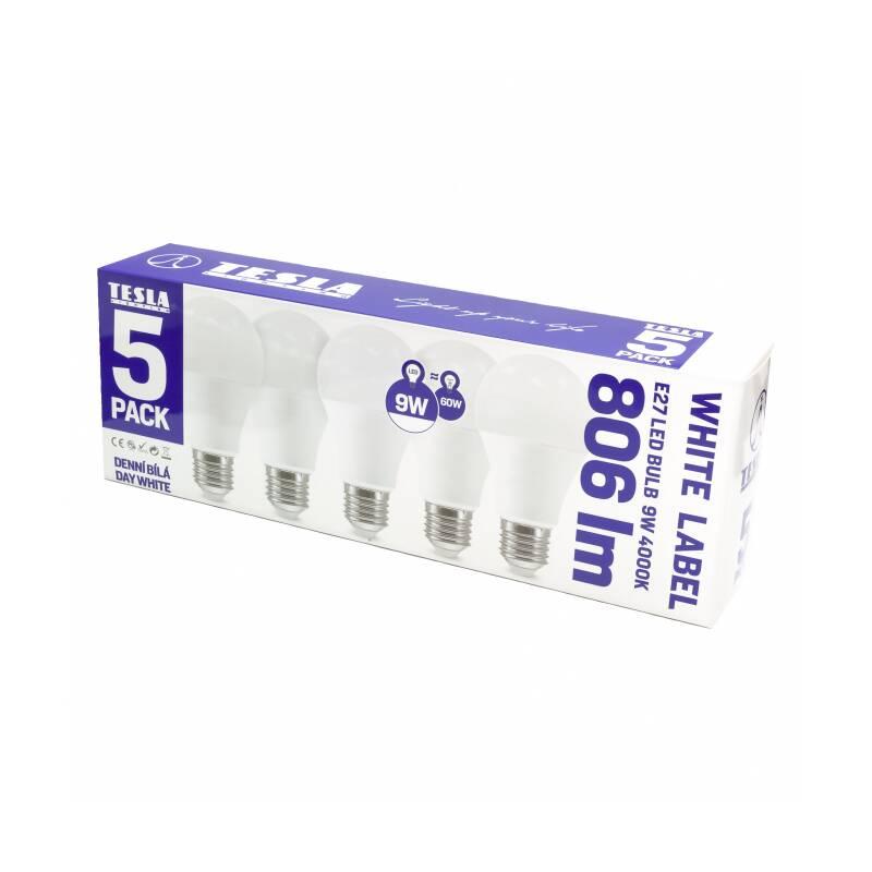 Žárovka LED Tesla klasik, E27, 9W, denní bílá, 5ks