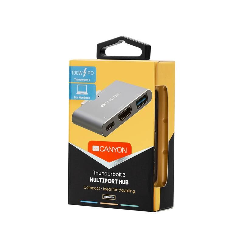 Dokovací stanice Canyon 2xUSB-C Thunderbolt 3, HDMI 4K, USB 3.0, pro MacBook