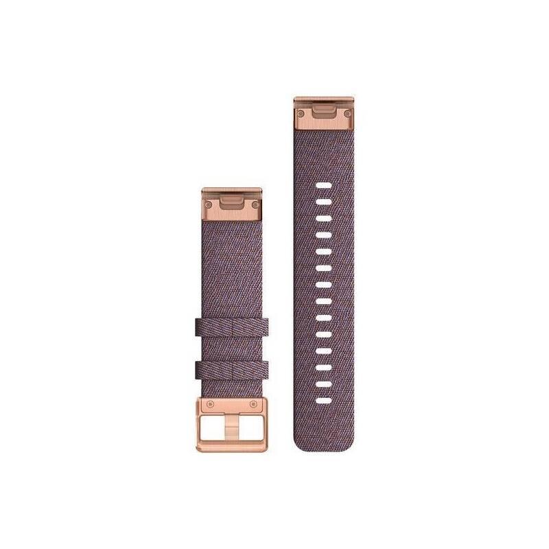 Řemínek Garmin QuickFit 20mm pro Fenix5S 6S, nylonový, fialový, zlatá přezka