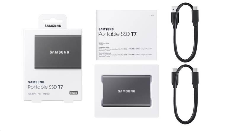 SSD externí Samsung T7 500GB šedý, SSD, externí, Samsung, T7, 500GB, šedý