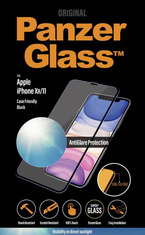 Tvrzené sklo PanzerGlass Edge-to-Edge Anti-Glare na Apple iPhone XR 11 černé