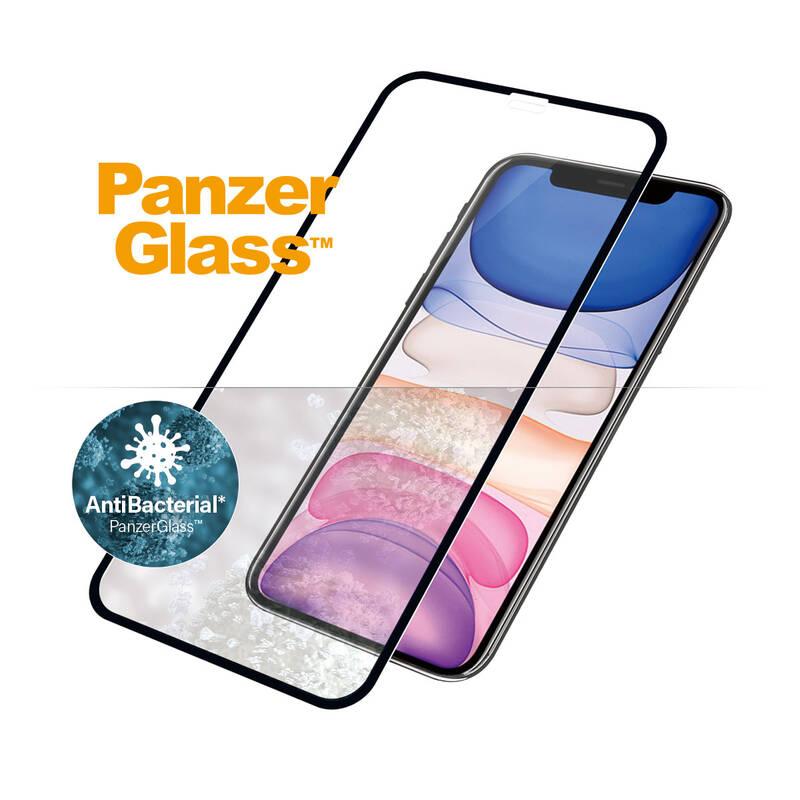 Tvrzené sklo PanzerGlass Edge-to-Edge AntiBacterial na Apple iPhone XR 11 černé