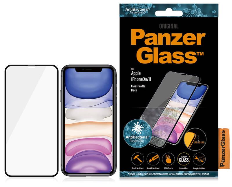 Tvrzené sklo PanzerGlass Edge-to-Edge AntiBacterial na Apple iPhone XR 11 černé
