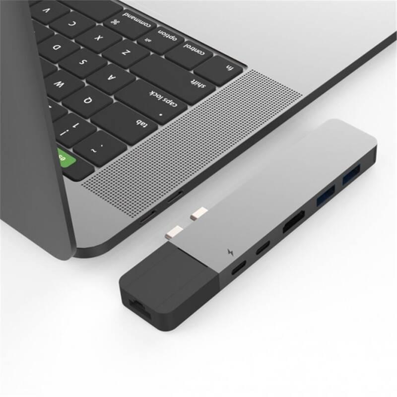 USB Hub HyperDrive NET pro MacBook Pro USB-C HDMI, 2x USB-C, 2x USB 3.1, RJ45 šedý, USB, Hub, HyperDrive, NET, pro, MacBook, Pro, USB-C, HDMI, 2x, USB-C, 2x, USB, 3.1, RJ45, šedý