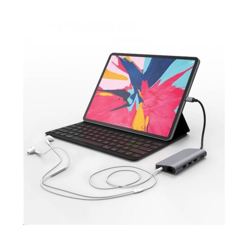 USB Hub HyperDrive pro iPad Pro, MacBook Pro Air USB-C HDMI, 3x USB 3.0, RJ45, USB-C, SD, Micro SD, 3,5mm jack šedý, USB, Hub, HyperDrive, pro, iPad, Pro, MacBook, Pro, Air, USB-C, HDMI, 3x, USB, 3.0, RJ45, USB-C, SD, Micro, SD, 3,5mm, jack, šedý