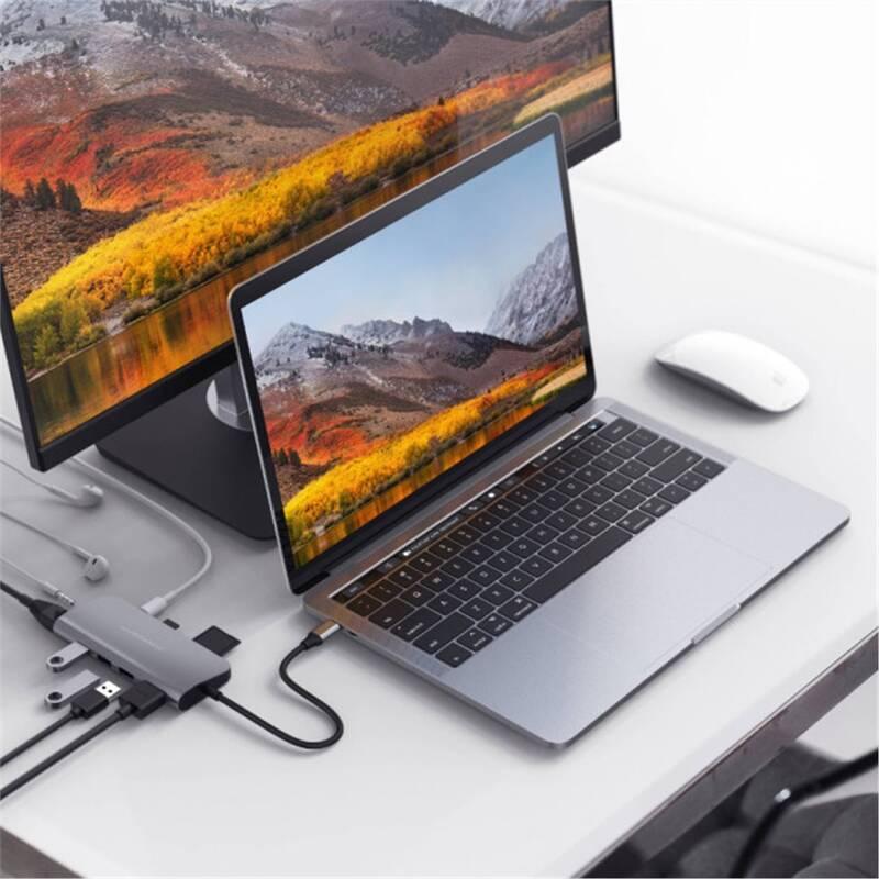 USB Hub HyperDrive pro iPad Pro, MacBook Pro Air USB-C HDMI, 3x USB 3.0, RJ45, USB-C, SD, Micro SD, 3,5mm jack šedý