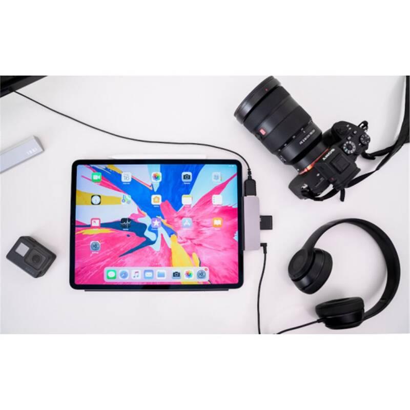 USB Hub HyperDrive pro iPad Pro USB-C HDMI, USB-C, USB 3.0, SD, Micro SD, 3,5mm jack šedý