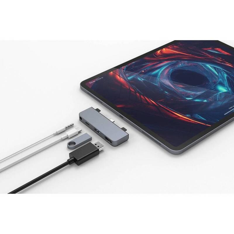 USB Hub HyperDrive pro iPad Pro USB-C HDMI, USB3.0, USB-C, 3,5mm jack šedý