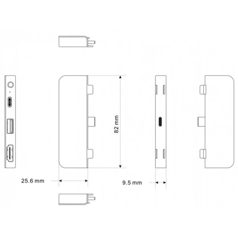 USB Hub HyperDrive pro iPad Pro USB-C HDMI, USB3.0, USB-C, 3,5mm jack stříbrný