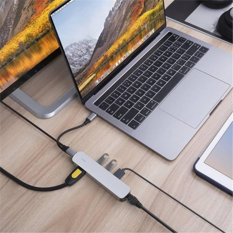 USB Hub HyperDrive USB-C 3x USB 3.1,HDMI, USB-C,RJ45 šedý