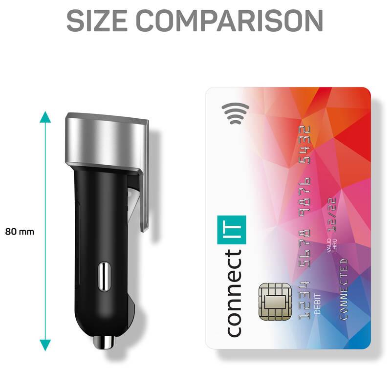 Adaptér do auta Connect IT Emergency Car Charger, 2x USB černý stříbrný