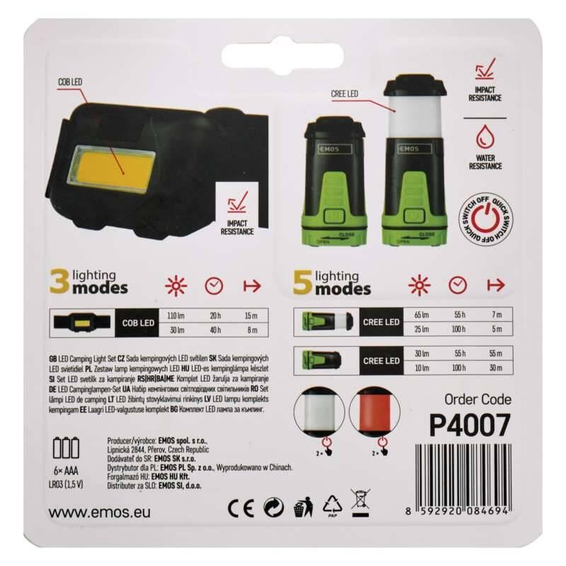 Čelovka EMOS Sada LED čelovky a kempingové LED svítilny