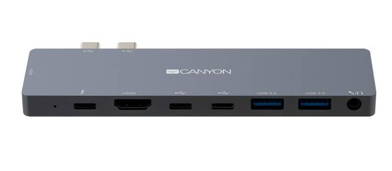 Dokovací stanice Canyon 2x USB-C 2x USB, 2x HDMI 4K, USB-C PD 87W, 2x USB-C, 3,5mm