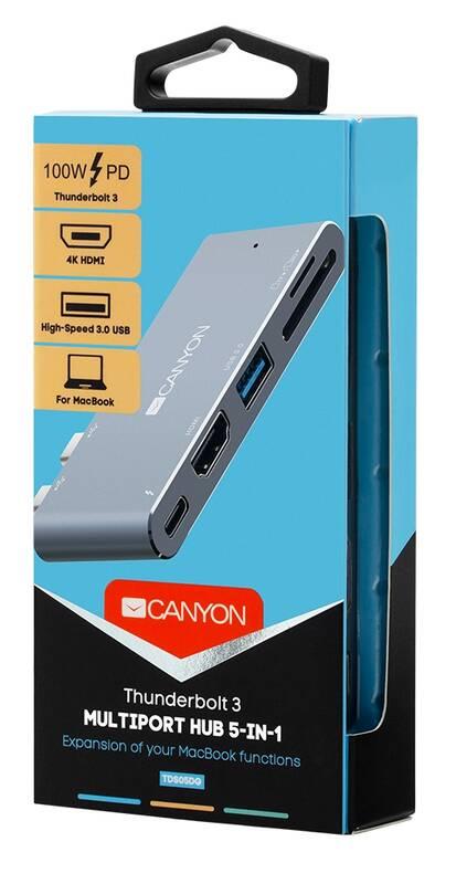 Dokovací stanice Canyon Thunderbolt 3 USB, HDMI 4K, SD TF čtečka