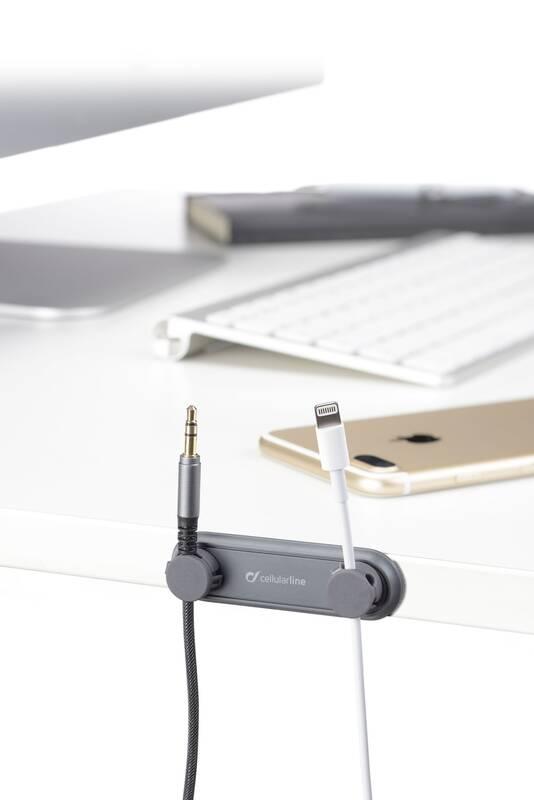 Držák CellularLine magnetický držák kabelu Cable Manager, 2 x magnetický klip černý
