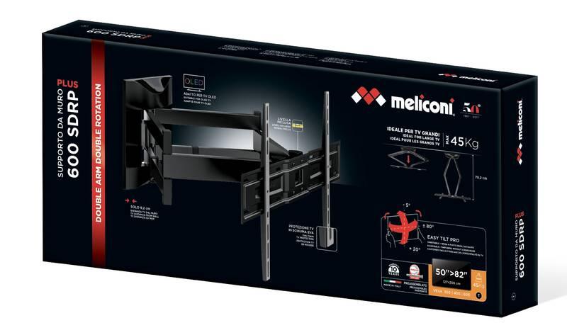 Držák TV Meliconi Slimstyle 600 SDRP Plus polohovatelný pro úhlopříčky 50" až 82", nosnost 45 kg