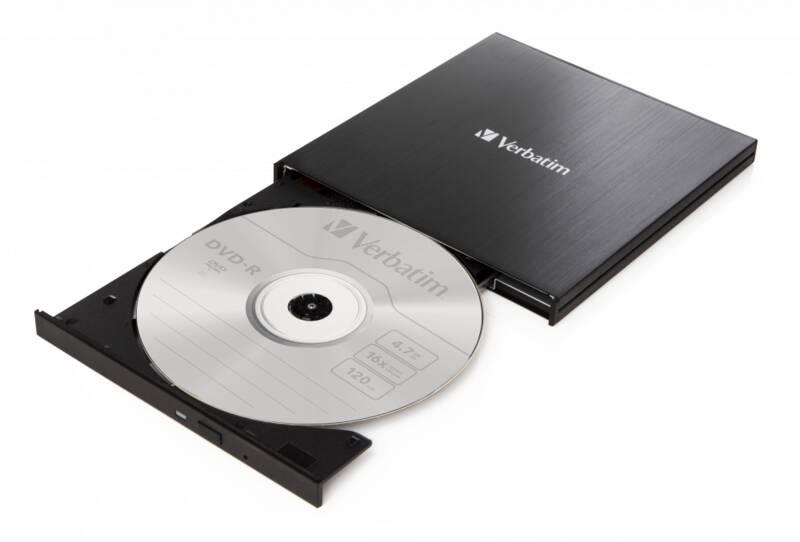 Externí DVD vypalovačka Verbatim CD DVD Slimline USB-C Nero černá